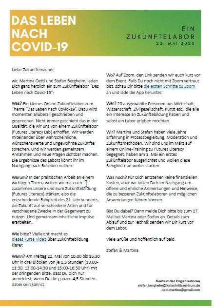 Einladung Zukünftelabor